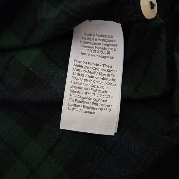 J Crew Shirt Mens Large Green Blue Tartan Plaid Flannel Stretch Fit Button Up - Picture 10 of 14